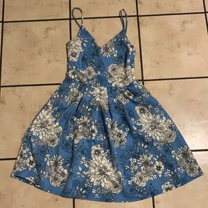 Blue and White Flowery Dress